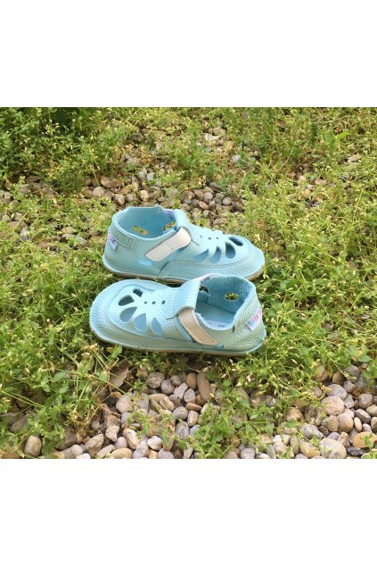 Baby bare shoes Summer perforation Acqua